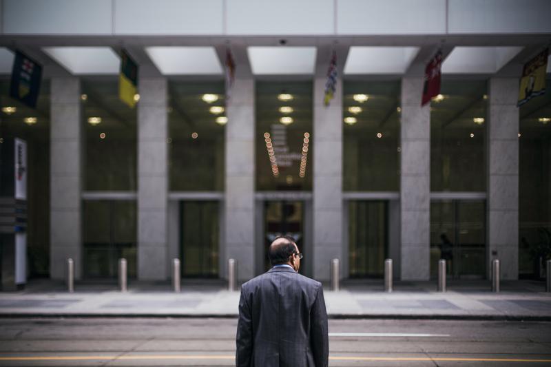 Staring at the office building