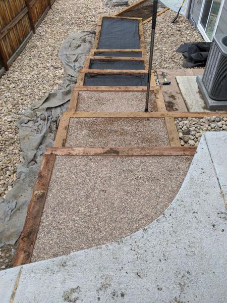 Adding pea gravel and leveling to steps